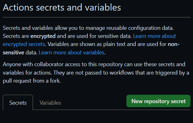 Secrets page